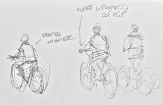 Pencil Sketch of Bicycle Riders