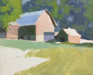 Process shot of barn painting.