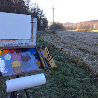 Pre-mixing Paint on Frosty Morning