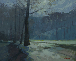 Troy Kilgore Painting a Winter Stream